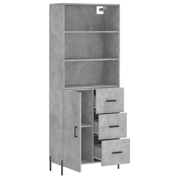 vidaXL Buffet haut Gris b&eacute;ton 69,5x34x180 cm Bois d'ing&eacute;nierie