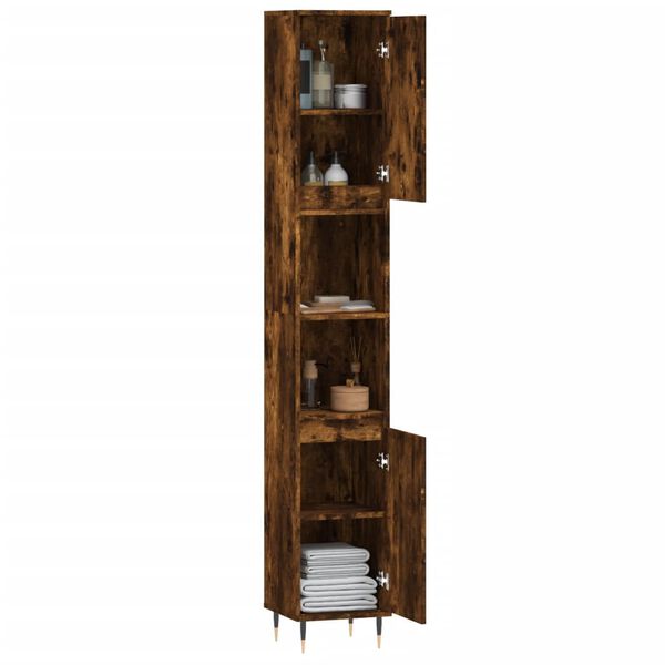 vidaXL Armoire de bain ch&ecirc;ne fum&eacute; 30x30x190 cm bois d'ing&eacute;nierie