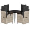 vidaXL Ensemble &agrave; manger de jardin et coussins 5 pcs gris clair rotin