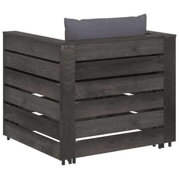 vidaXL Salon de jardin 2 pcs avec coussins Bois impr&eacute;gn&eacute; de gris