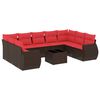vidaXL Ensemble de canap&eacute; de jardin 10 pcs avec coussins marron r&eacute;sine tress&eacute;e