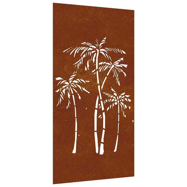 vidaXL D&eacute;coration murale jardin 105x55 cm acier corten design palmier