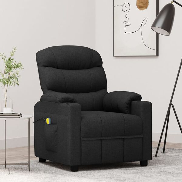 vidaXL Fauteuil de massage Noir Tissu