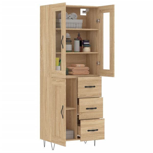 vidaXL Buffet haut Ch&ecirc;ne sonoma 69,5x34x180 cm Bois d'ing&eacute;nierie