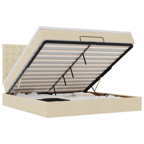 VidaXL Cadre de lit ottoman avec matelas cr&egrave;me 200x200cm tissu