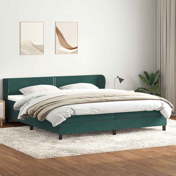 vidaXL Sommier &agrave; lattes de lit et matelas vert fonc&eacute; 200x210cm velours