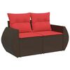 vidaXL Salon de jardin avec coussins 7pcs marron r&eacute;sine tress&eacute;e acacia