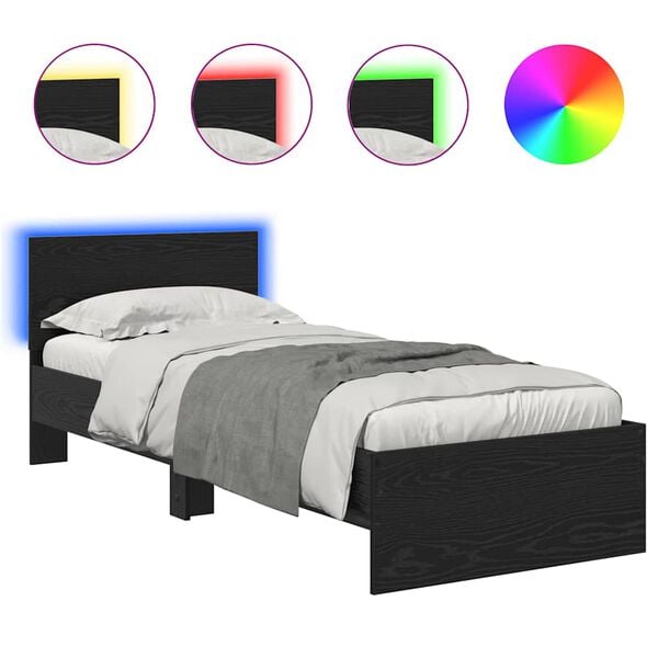 vidaXL Cadre de lit Chêne noir 75 x 190 cm Bois d'ingénierie