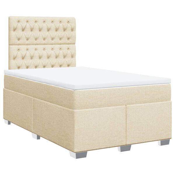 vidaXL Sommier &agrave; lattes de lit avec matelas cr&egrave;me 120x190 cm tissu