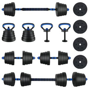 vidaXL Set d'halt&egrave;res 4-en-1 40kg Noir et Bleu Ciment et sable de fer