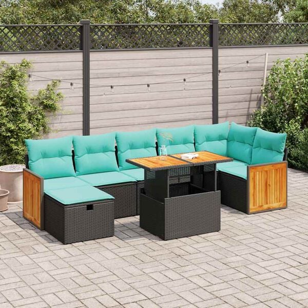 vidaXL Salon de jardin avec coussins 8 pcs gris r&eacute;sine tress&eacute;e acacia