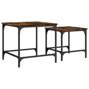 vidaXL Tables basses gigognes 2 pcs ch&ecirc;ne fum&eacute; bois d'ing&eacute;nierie