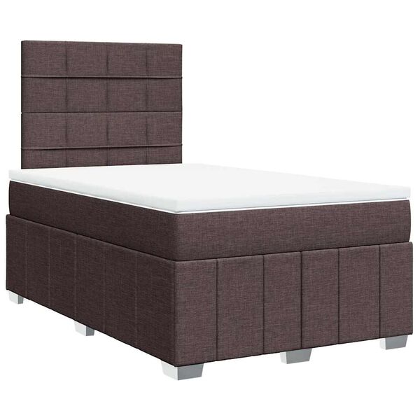 vidaXL Sommier &agrave; lattes de lit et matelas marron fonc&eacute; 120x190cm tissu