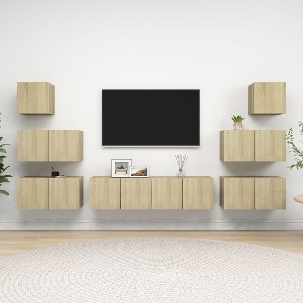 vidaXL Ensemble de meubles TV 8 pcs Ch&ecirc;ne sonoma Bois d'ing&eacute;nierie