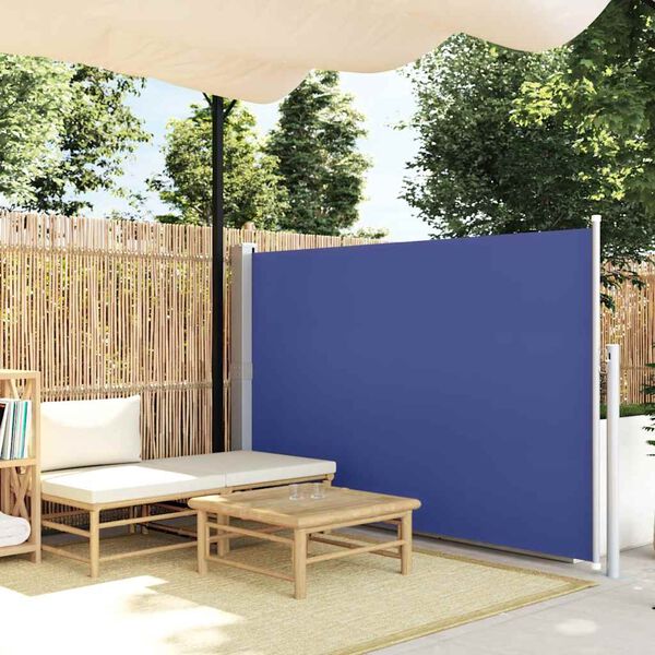 vidaXL Auvent lat&eacute;ral r&eacute;tractable de patio 140x500 cm Bleu