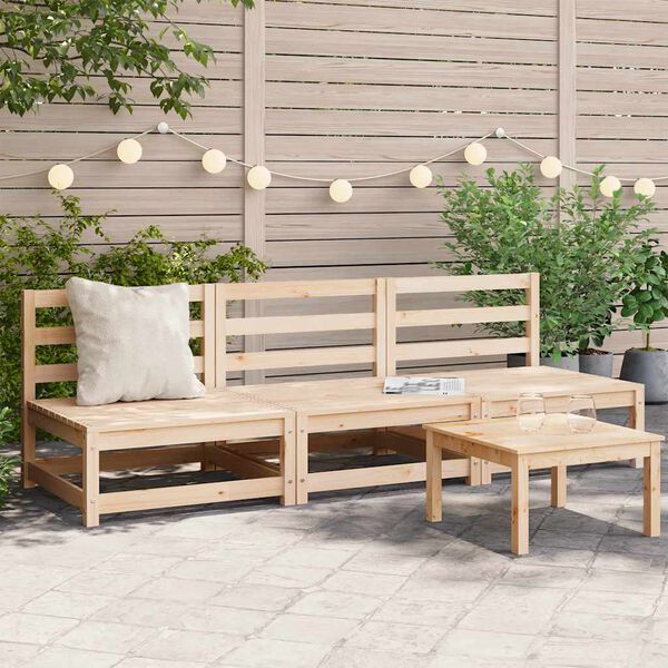 vidaXL Canap&eacute;s centraux de jardin 3 pcs Bois de pin massif