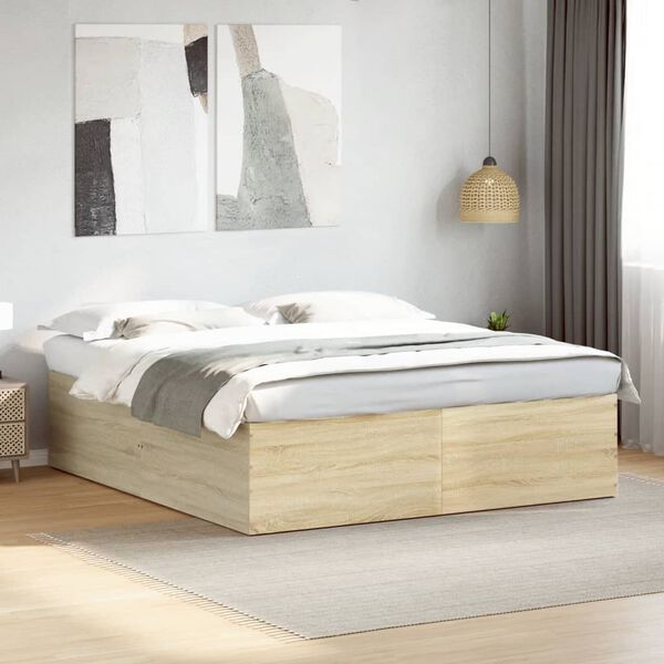 vidaXL Cadre de lit sans matelas ch&ecirc;ne sonoma 180x200 cm