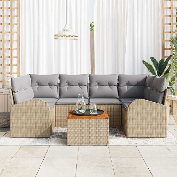 vidaXL Ensemble de canapé de jardin 7 pcs beige et gris clair