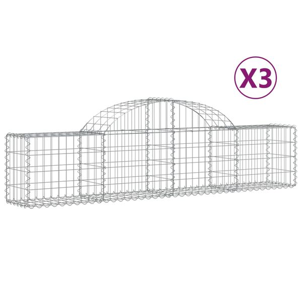 vidaXL Paniers &agrave; gabions arqu&eacute;s 3 pcs 200x30x40/60 cm Fer galvanis&eacute;