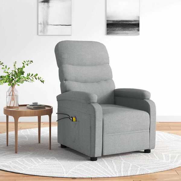 vidaXL Fauteuil &eacute;lectrique de massage Gris clair Tissu