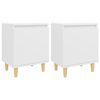 vidaXL Tables de chevet avec pieds en bois 2 pcs Blanc 40x30x50 cm