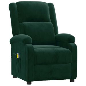vidaXL Fauteuil de massage Vert fonc&eacute; velours