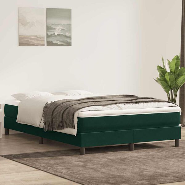 vidaXL Sommier &agrave; lattes de lit et matelas vert fonc&eacute; 160x220cm velours