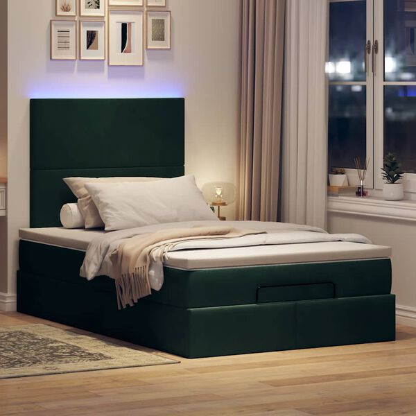 vidaXL Cadre de lit ottoman avec matelas vert fonc&eacute; 120x200 cm velours
