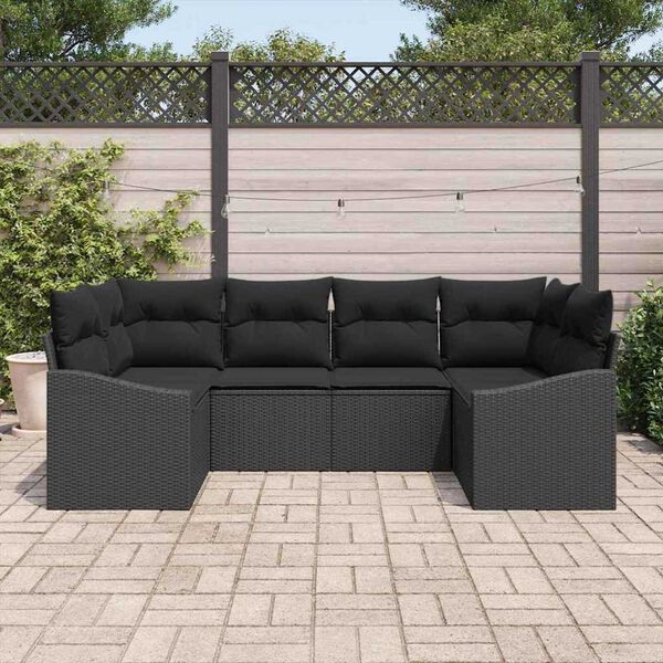 vidaXL Ensemble de canapé de jardin avec stockage 6 pcs Noir polyrotin