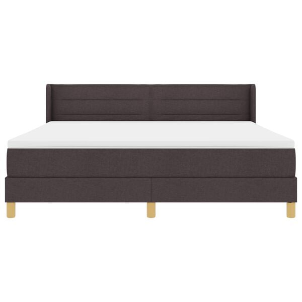 vidaXL Lit &agrave; ressorts avec matelas Marron fonc&eacute; 200 x 180 cm Polyester