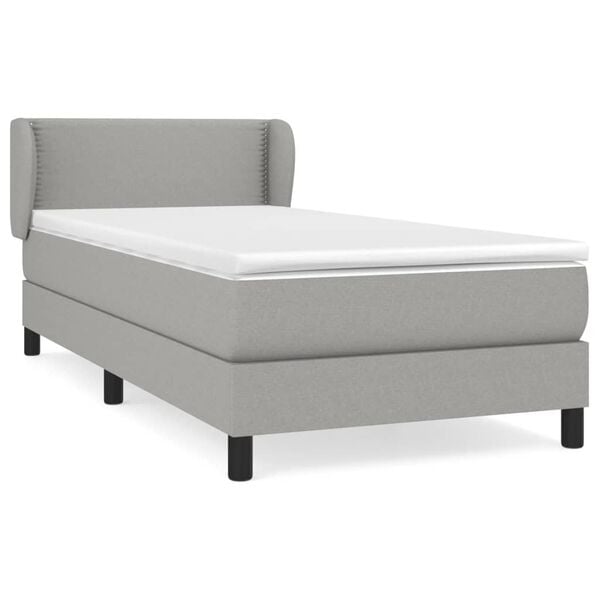 vidaXL Sommier &agrave; lattes de lit et matelas Gris clair 90x190 cm Tissu