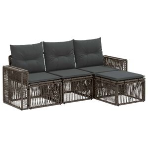 vidaXL Ensemble de canap&eacute; de jardin 4 pc Gris et Gris fonc&eacute; polyrotin