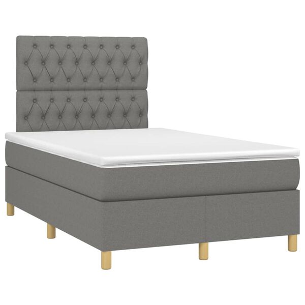 vidaXL Sommier &agrave; lattes de lit et matelas et LED Gris fonc&eacute; 120x200 cm