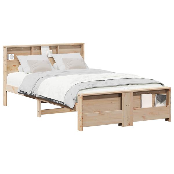 vidaXL Cadre de lit Marron 140 x 190 cm Bois d'ing&eacute;nierie