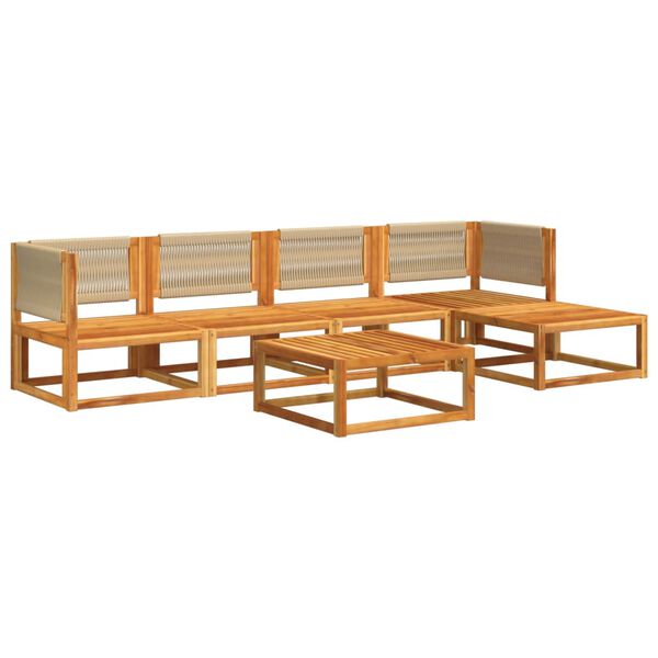 vidaXL Ensemble de canap&eacute;s de jardin 6 pi&egrave;ces avec coussins en bois d'acacia et corde