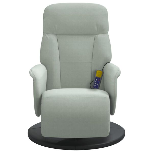 vidaXL Fauteuil inclinable de massage repose-pied gris clair velours