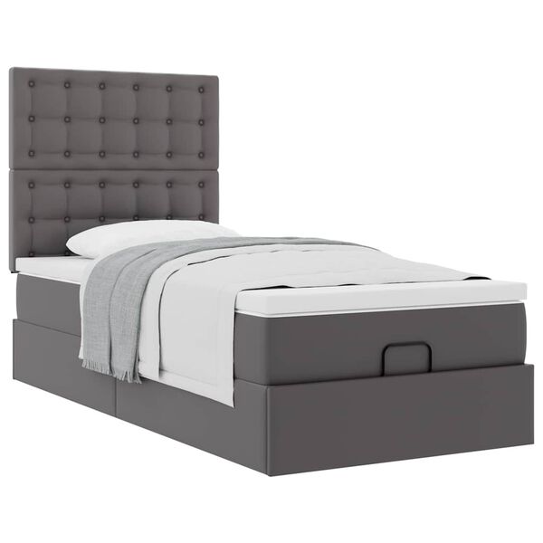 VidaXL Lit ottoman avec matelas gris 90x200 cm similicuir