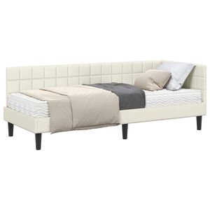 vidaXL Cadre de lit d'angle avec matelas 2 pc Cr&egrave;me 80 x 200 cm