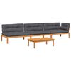 vidaXL Salon palette de jardin avec coussins 4pcs bois d'acacia massif
