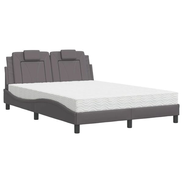 vidaXL Lit Viana avec matelas gris 140x190 cm similicuir