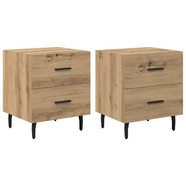 vidaXL Cabinet de chevet 2 pcs Ch&ecirc;ne artisanal 40 x 35 x 47,5 cm