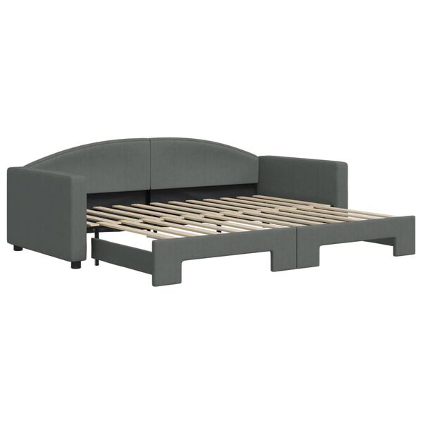vidaXL Lit de jour avec gigogne sans matelas gris foncé 90x200 cm