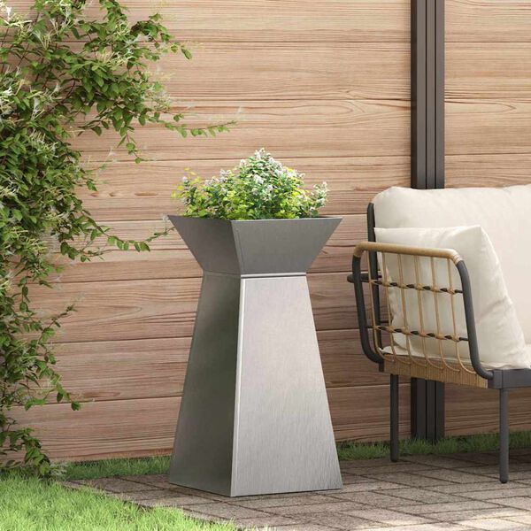 vidaXL Jardini&egrave;re &agrave; pilier Argent 35 x 35 x 73 cm Acier inoxydable