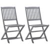 vidaXL Chaises pliantes 2 pi&egrave;ces en bois d'acacia massif