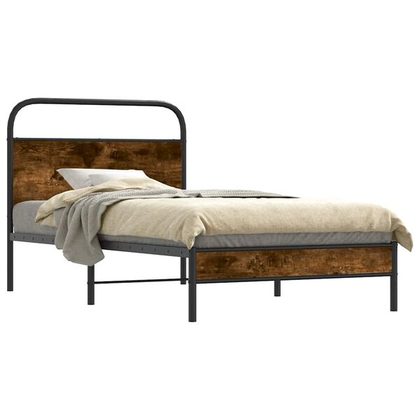 vidaXL Cadre de lit sans matelas 100x190 cm chêne fumé bois ingénierie