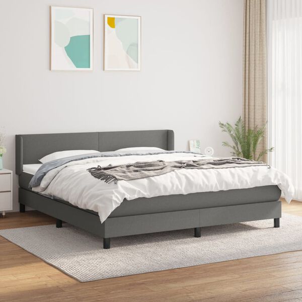 vidaXL Sommier &agrave; lattes de lit avec matelas Gris fonc&eacute; 180x200cm Tissu