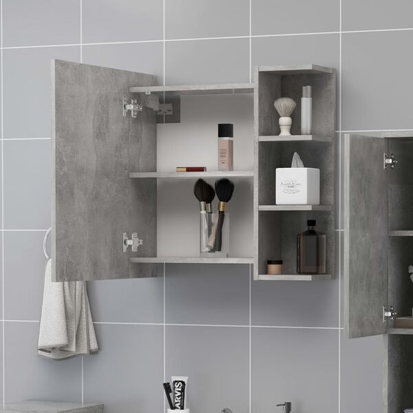vidaXL Armoire à miroir de salle de bain Gris béton Bois d’ingénierie