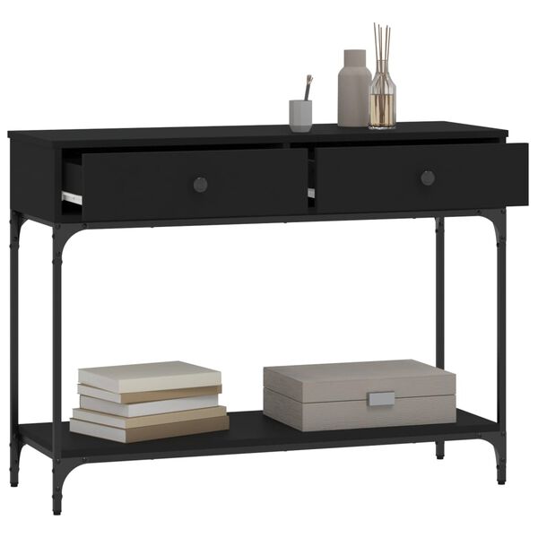 vidaXL Table console noir 100x34,5x75 cm bois d'ing&eacute;nierie