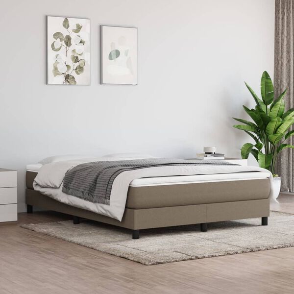 vidaXL Sommier &agrave; lattes de lit avec matelas Taupe 140x190 cm Tissu