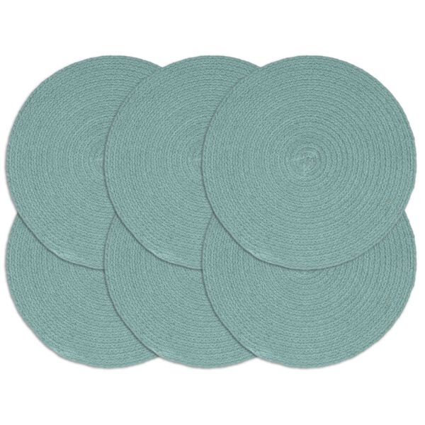 vidaXL Napperons 6 pcs Vert Plain 38 cm Rond Coton